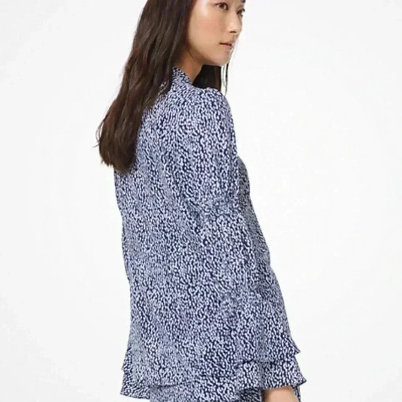 Michael Kors Mini Ikat-Print Crepe Blouse - Picture 1 of 8